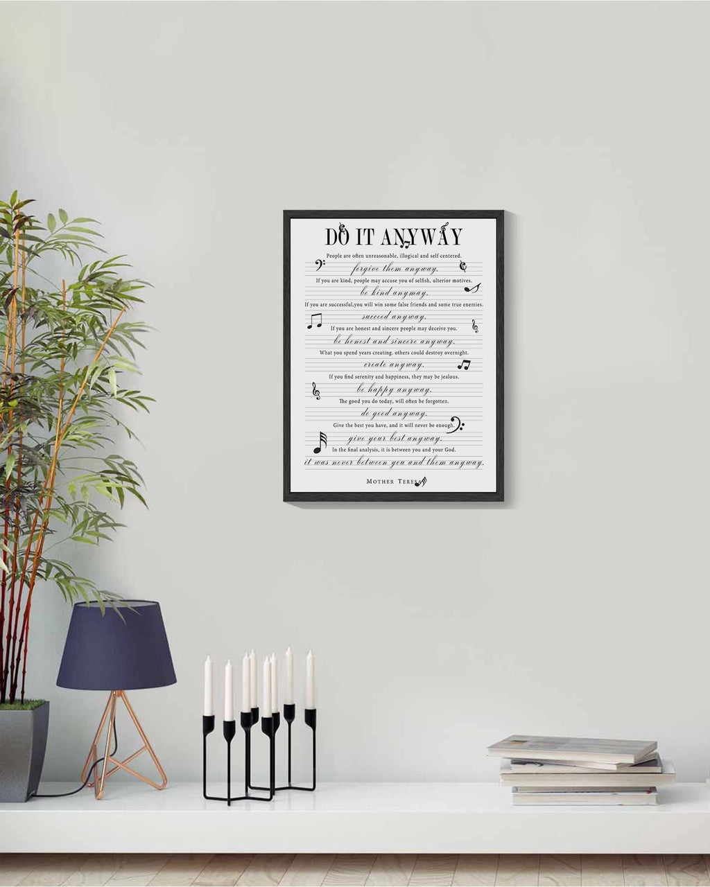 Motivational 11x14in Black Framed Wall Art Inspirational Do It Anyway Quote Sayings Office Home Decor Canvas Prints Encouraging Positive Posters Painting