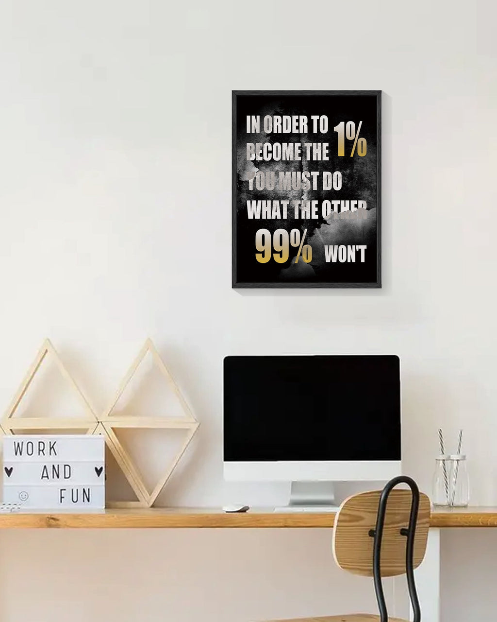 Inspirational 11x14in Black Framed Wall Art IN ORDER TO BECOME THE 1% Motivational Positive Quote Sayings Office Home Decor Prints Encouraging Posters Study