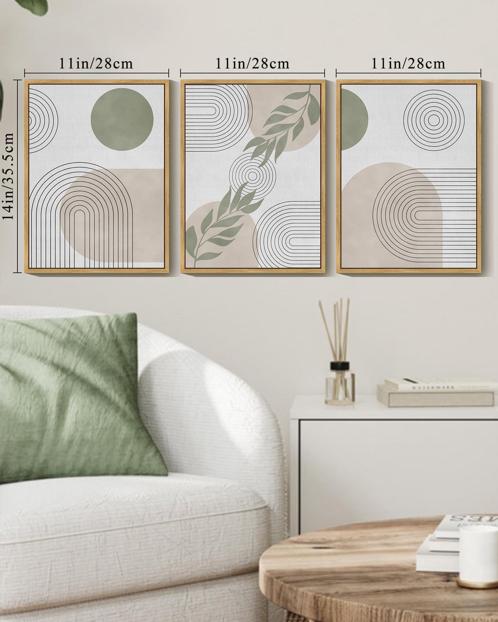 Drsoum Boho Botanical Wall Art Mid Century Modern Abstract Boho Decor Bohemian Line Wall Painting 11x14in3pcs Living Room Natural Framed