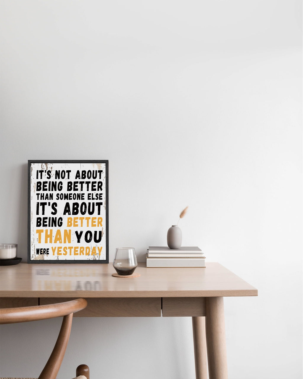 8x10in Black Framed Inspirational Wall Art Motivational BEING BETTER Quote Sayings Office Home Decor Canvas Prints Encouraging Positive Posters Painting