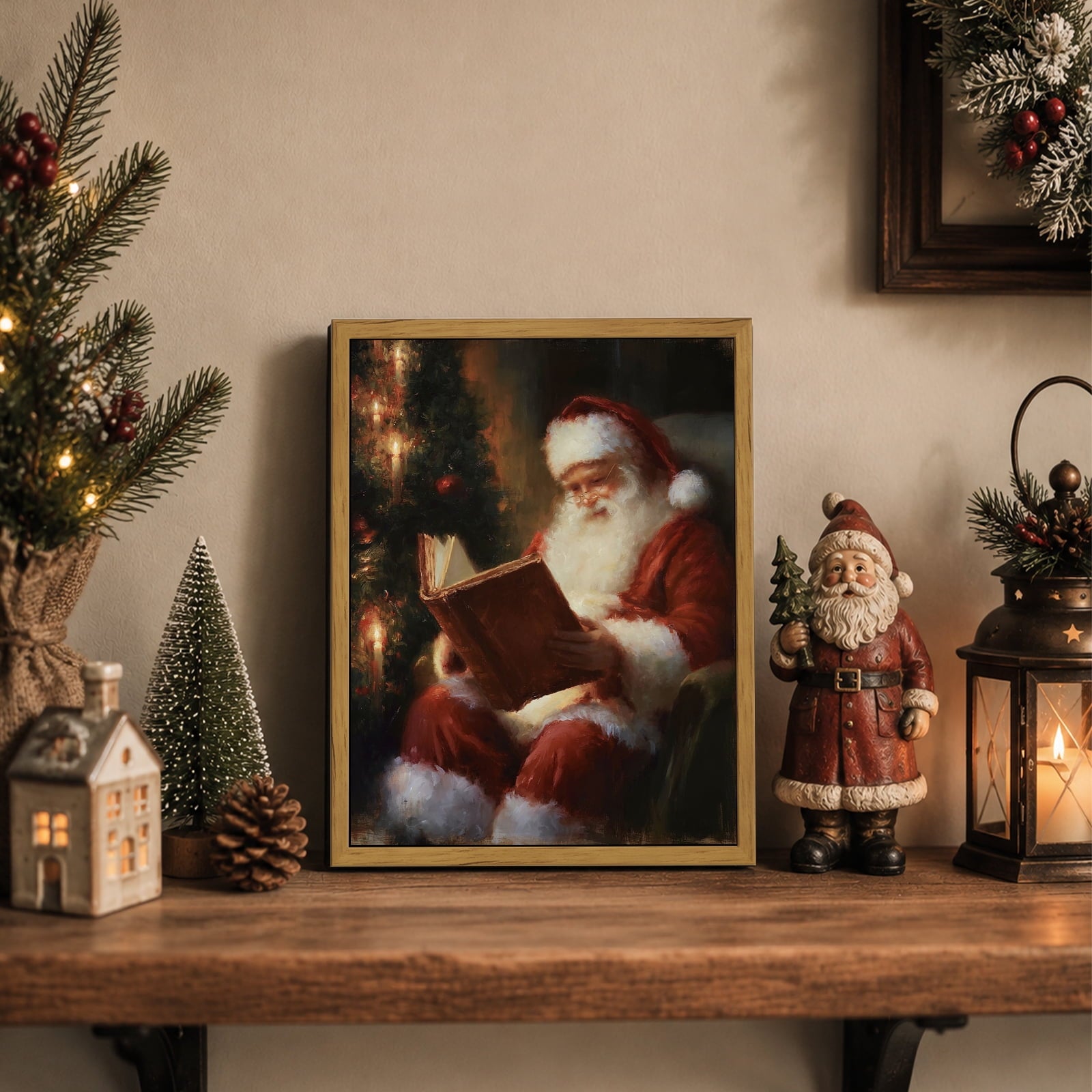 Drsoum Santa Claus Wall Art Framed Canvas Print 8x10 Inch
