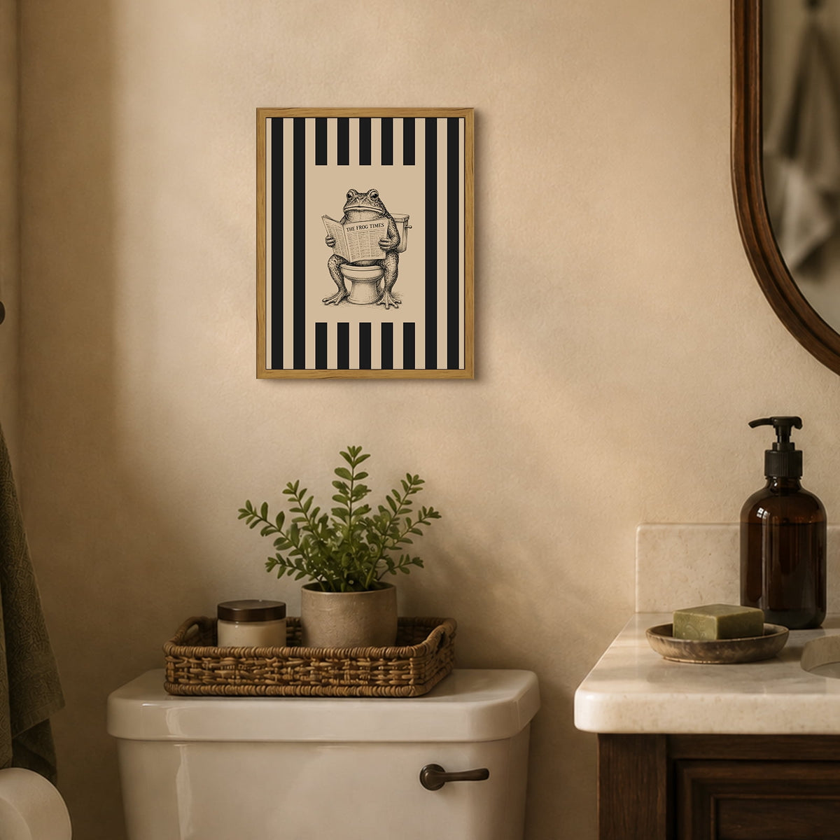 Drsoum Funny Frog Bathroom Wall Art Framed Canvas Print 8x10 Inch