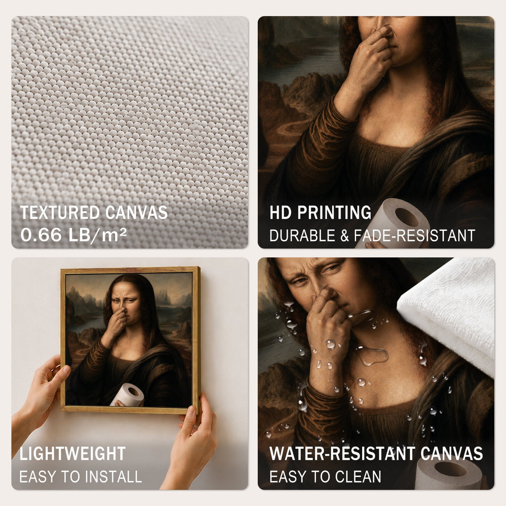 Drsoum Funny Bathroom Wall Art Mona Lisa Toilet Paper Decor 8x10