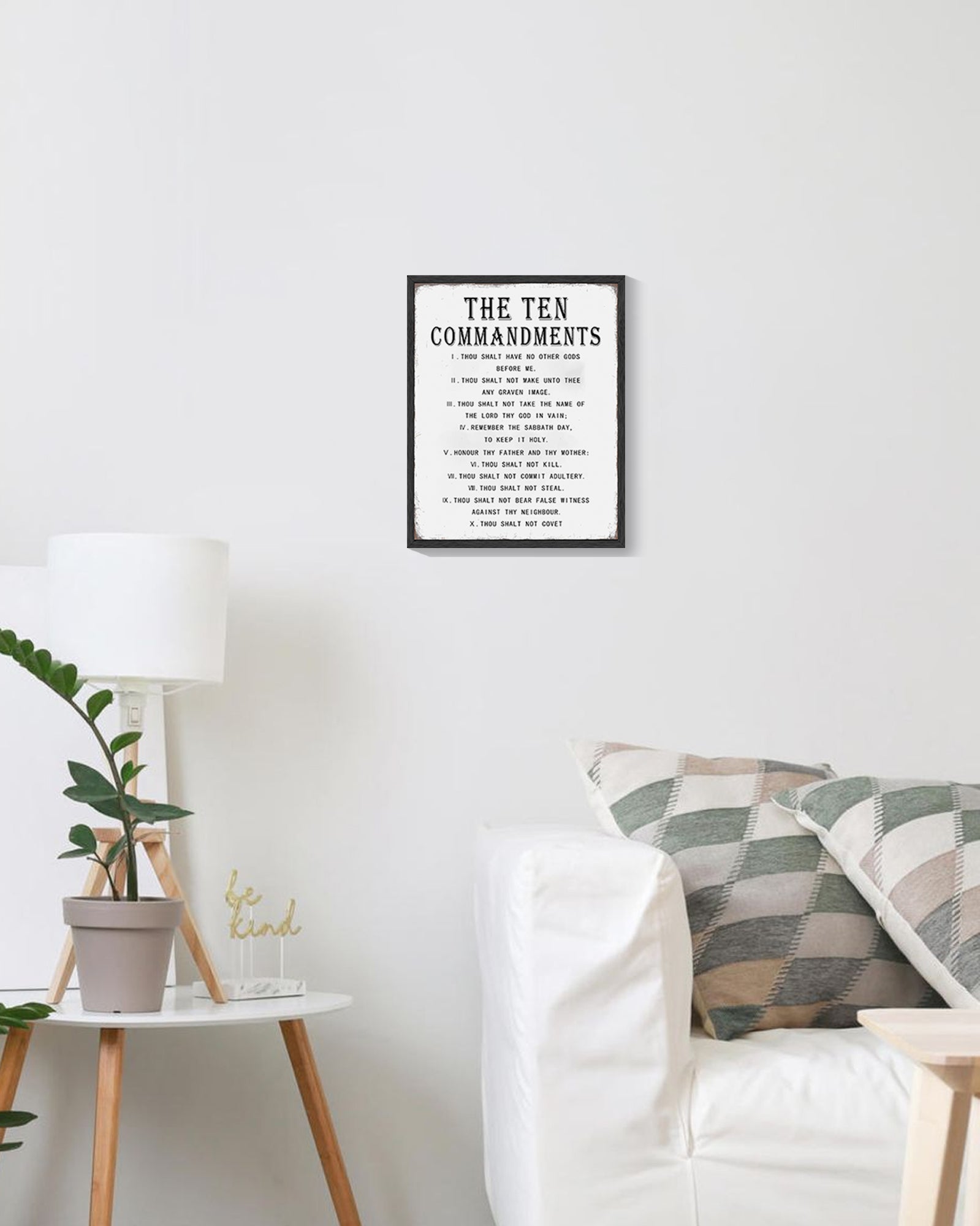 8x10in Black Framed Inspirational Wall Art Motivational Bible Verse Ten Commandments Quote Sayings Office Home Decor Canvas Prints Encouraging Positive Posters Painting