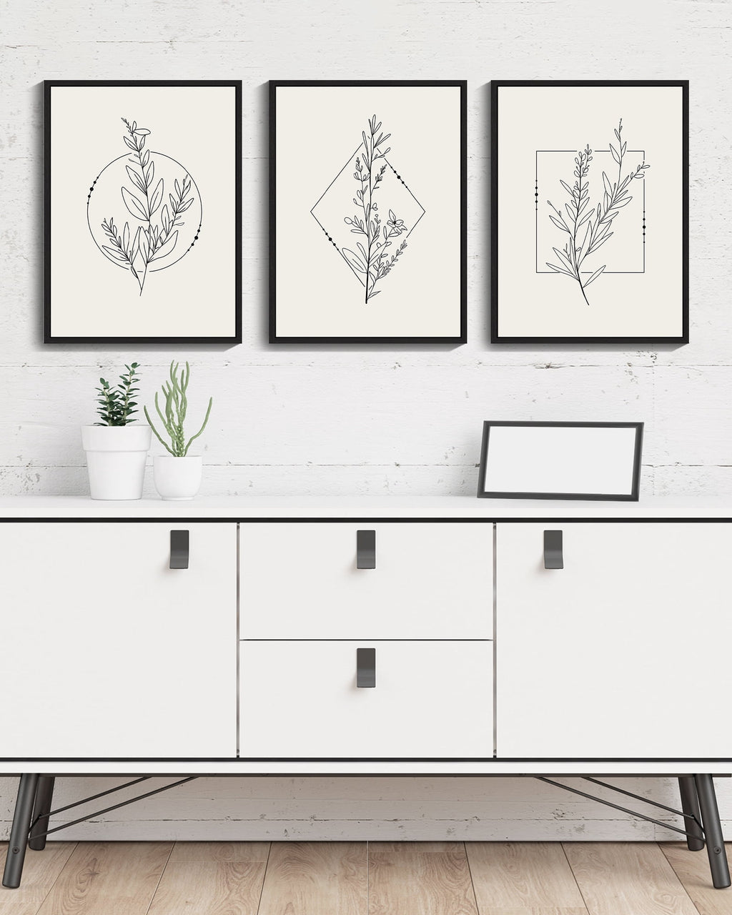 Drsoum Bohemian Plant Wall Decor for Bathroom Office Boho Leaf Artwork Ready to Hang 11x14in3pcs Black Framed