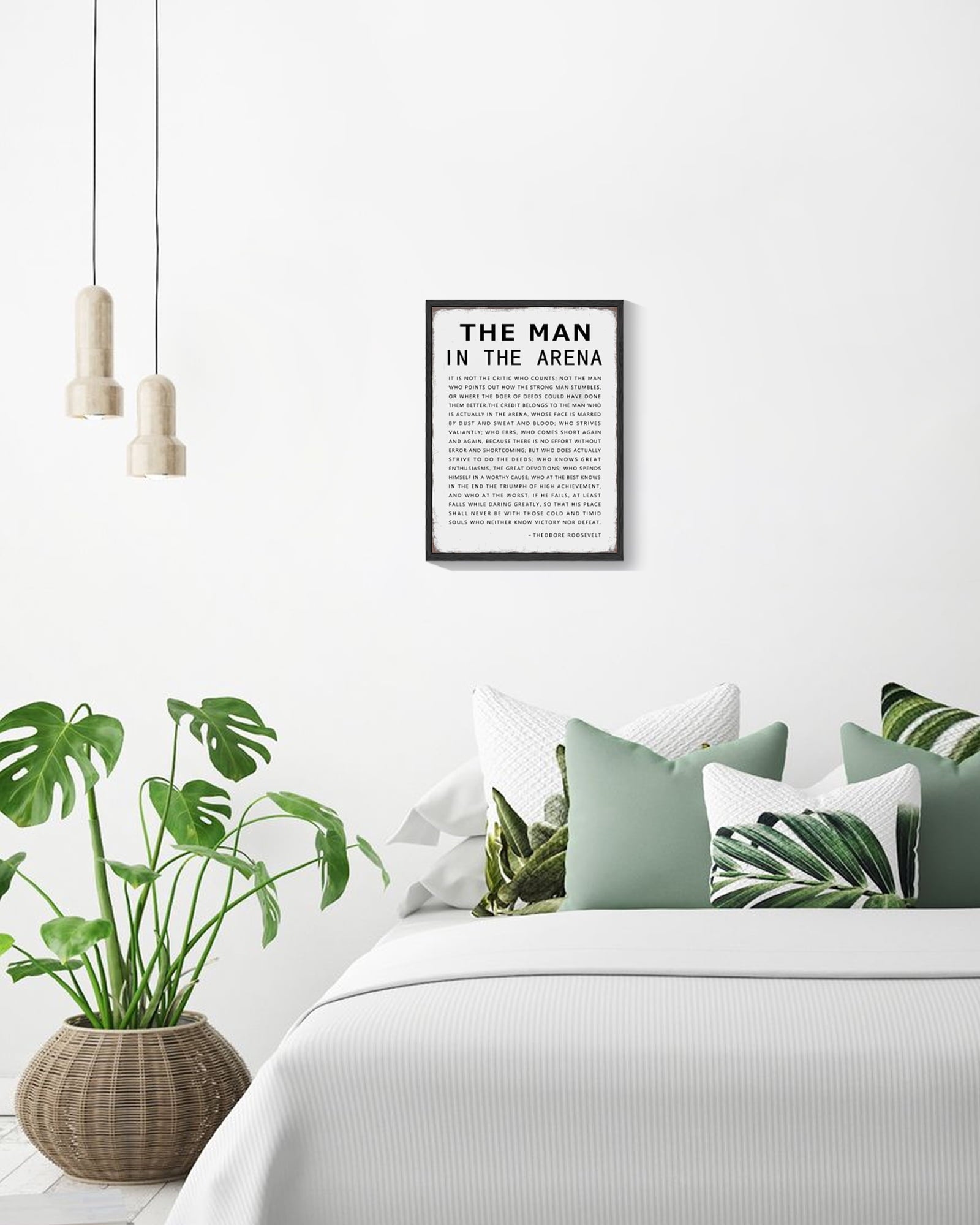 Inspirational 11x14in Black Framed Wall Decor the Man in the Arena Motivational Quote Sayings Office Home Decor Prints Art Encouraging Positive Posters