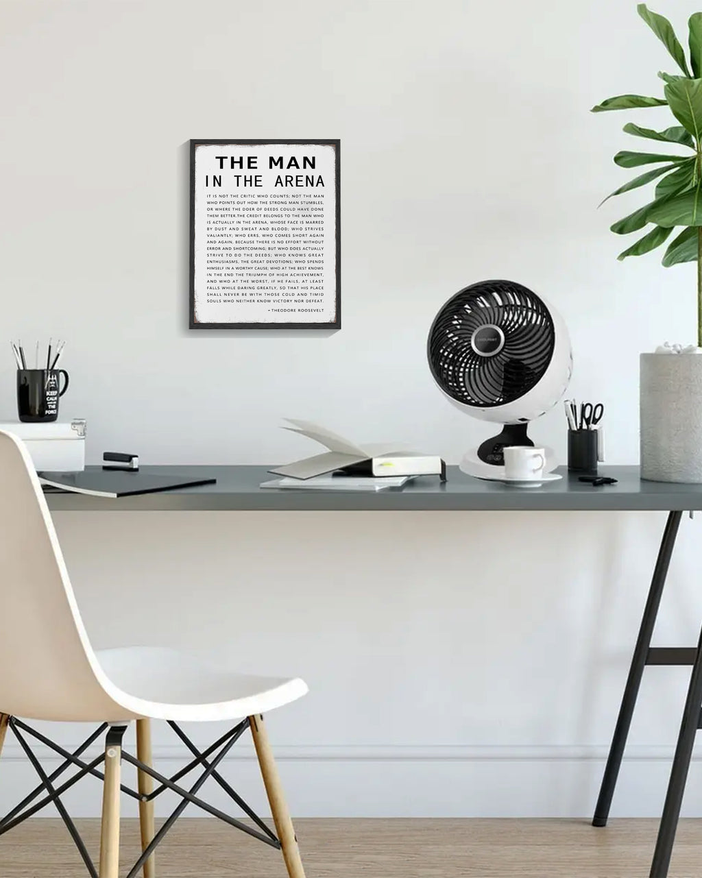 8x10in Black Framed Inspirational Wall Decor the Man in the Arena Motivational Quote Sayings Office Home Decor Prints Art Encouraging Positive Posters