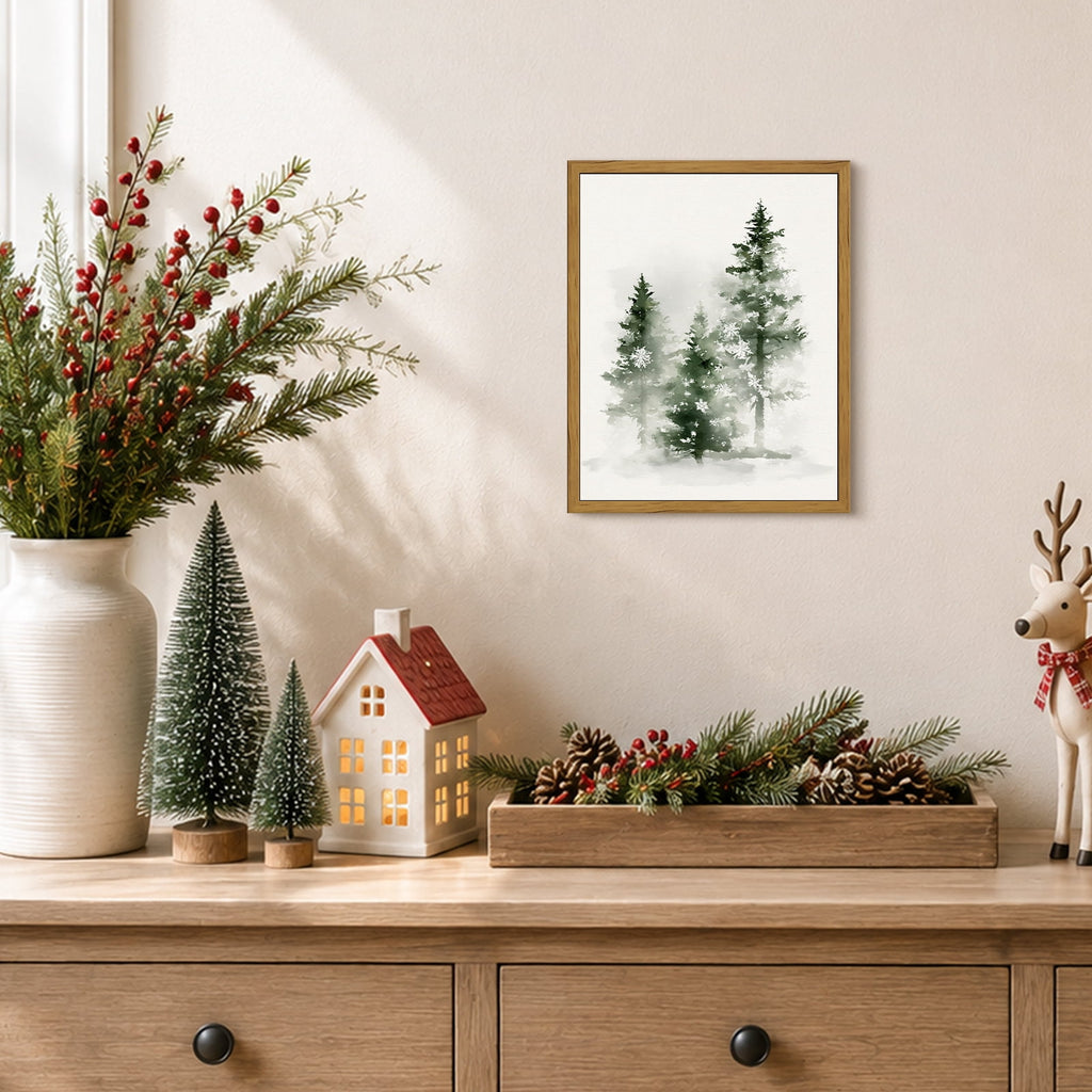 Drsoum Pine Tree Wall Art Framed Canvas Print 8x10 Inch