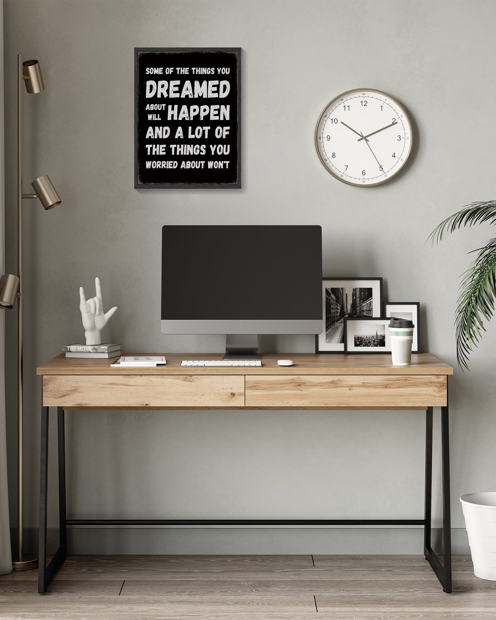 Inspirational 11x14in Black Framed Wall Art Dreamed Will Happen Motivational Positive Quote Sayings Office Home Decor Prints Encouraging Posters Study