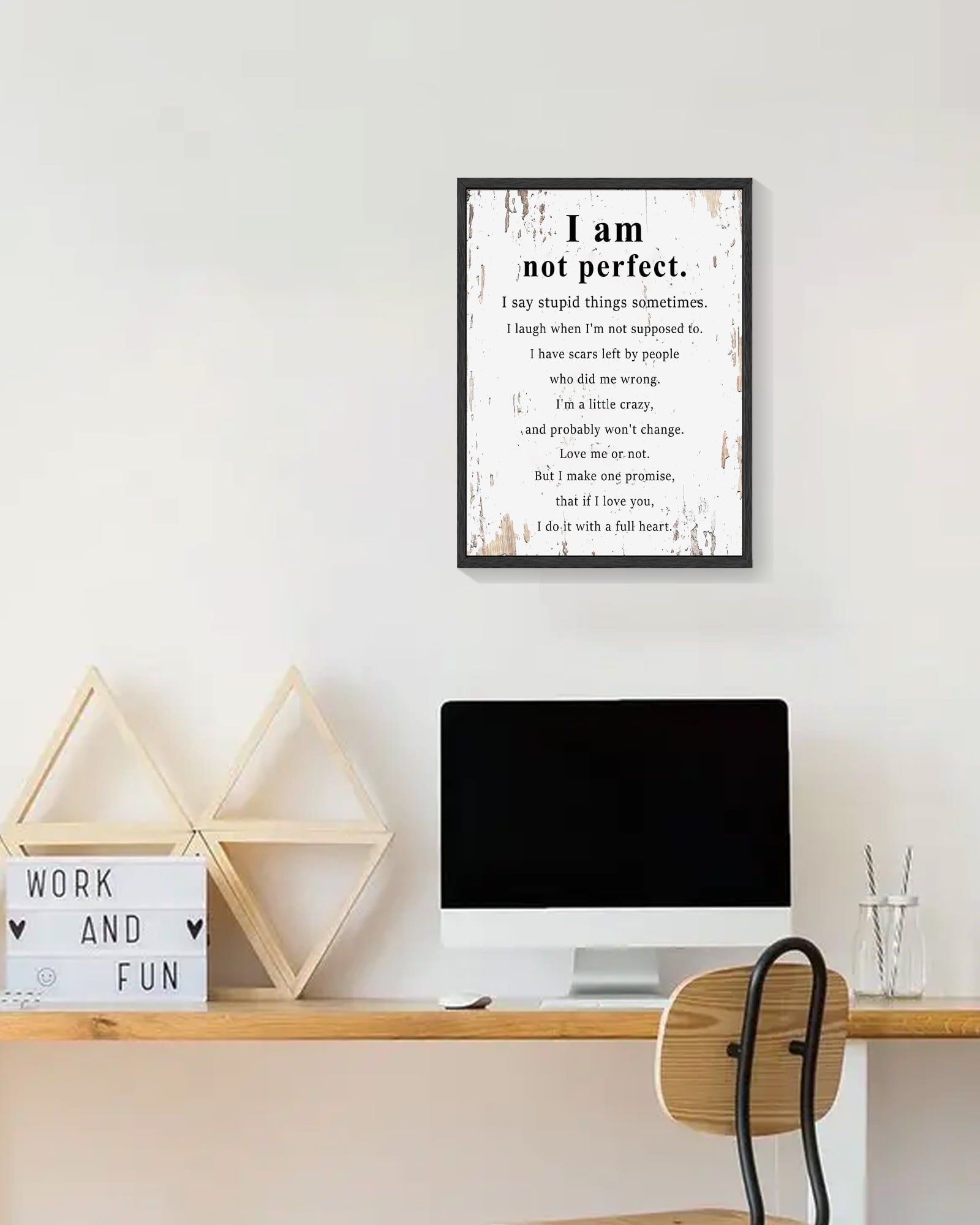 Inspirational 11x14in Black Framed Wall Art Motivational I Am No Perfect Quote Sayings Office Home Decor Canvas Prints Encouraging Positive Posters Painting