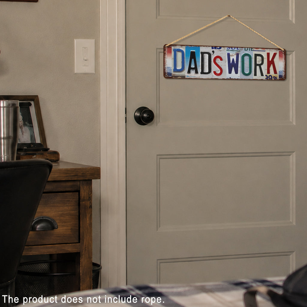 Drsoum Dads Work Tin Sign Metal Retro License Plate Wall Decor for Garage