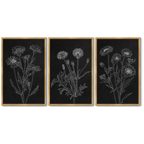 16x24in Natural Framed Black White Flower Wall Art Vintage Minimalist Floral Wall Hanging Decor for Office Dining Room Hallway Bohemain Botanical Prints Artwork