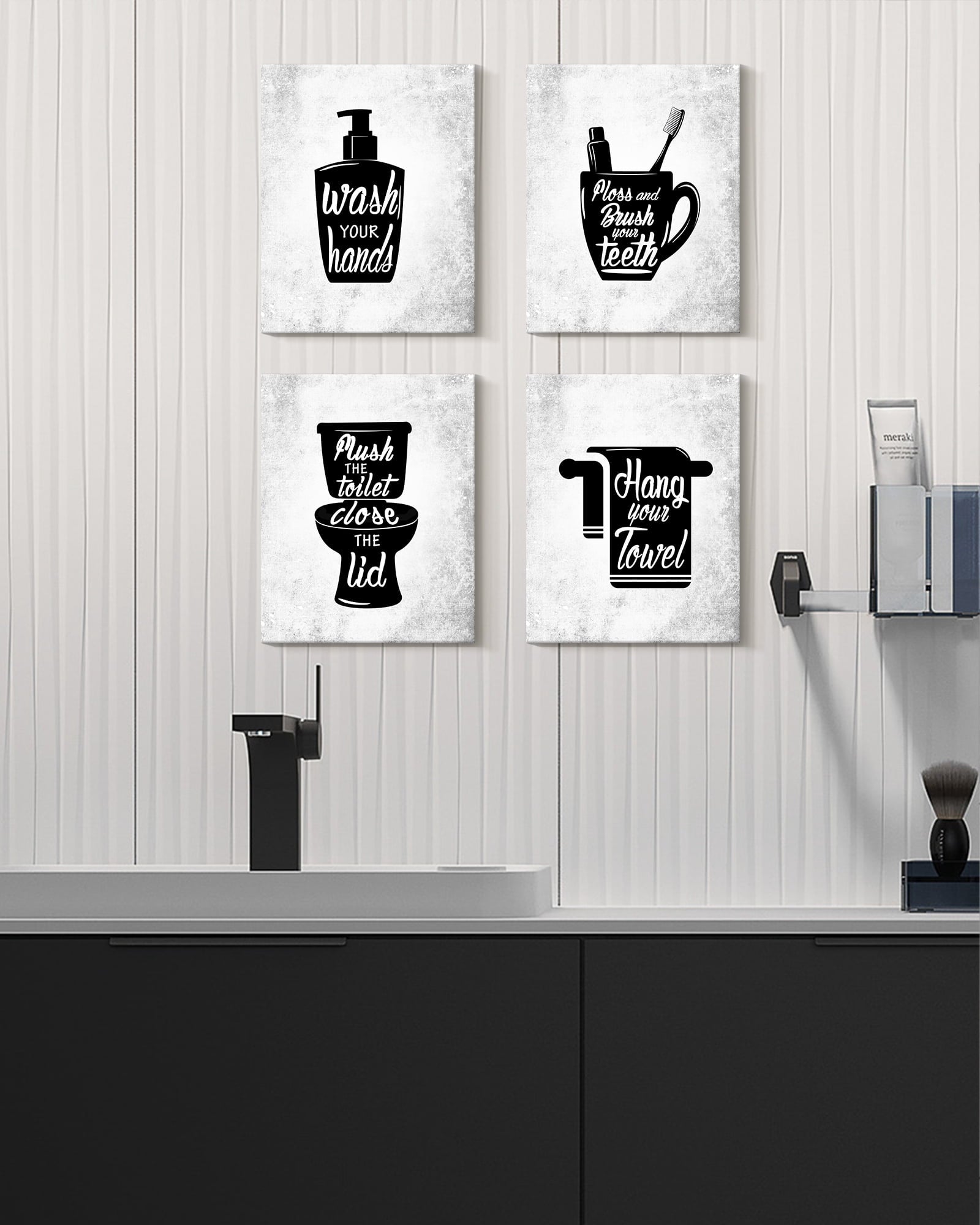 Drsoum Bathroom Wall Decor Funny Toilet Signs Quotes Wall Art Small Bathroom Pictures 8x10in4pcs Natural Framed