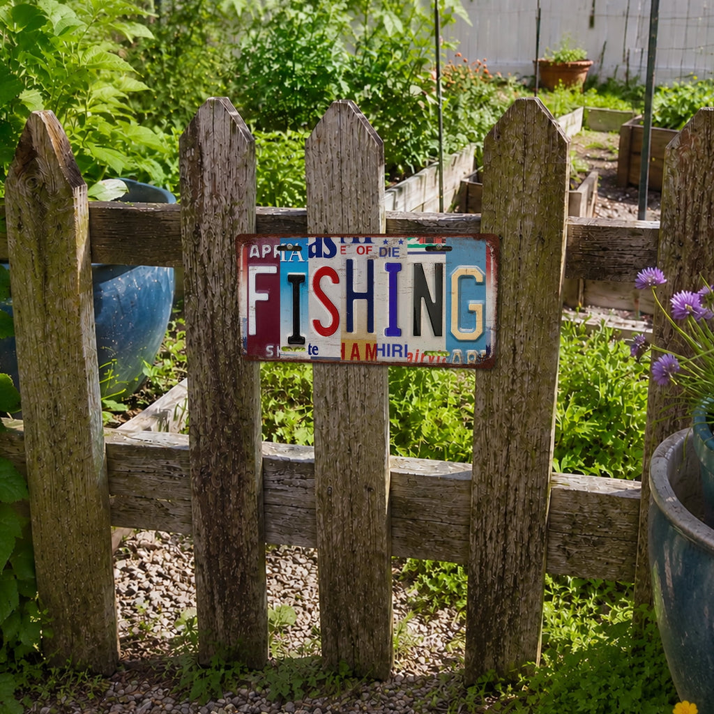Drsoum Fishing Metal Sign Vintage Wall Art 6x12in
