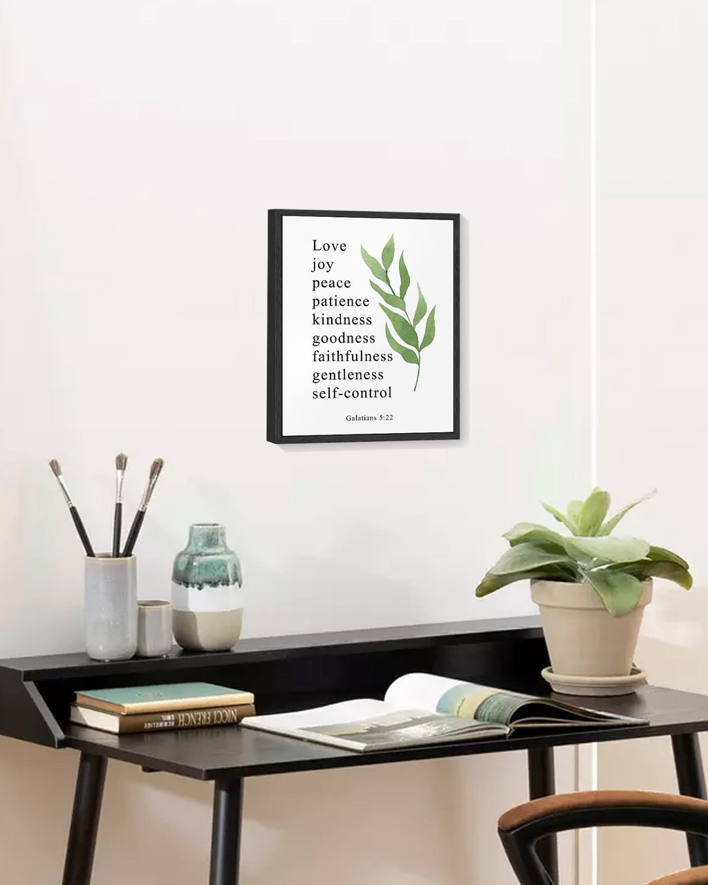 8x10in Black Framed Motivational Wall Art Inspirational Bible Verse Galatians Quote Sayings Office Home Decor Canvas Prints Encouraging Positive Posters Painting