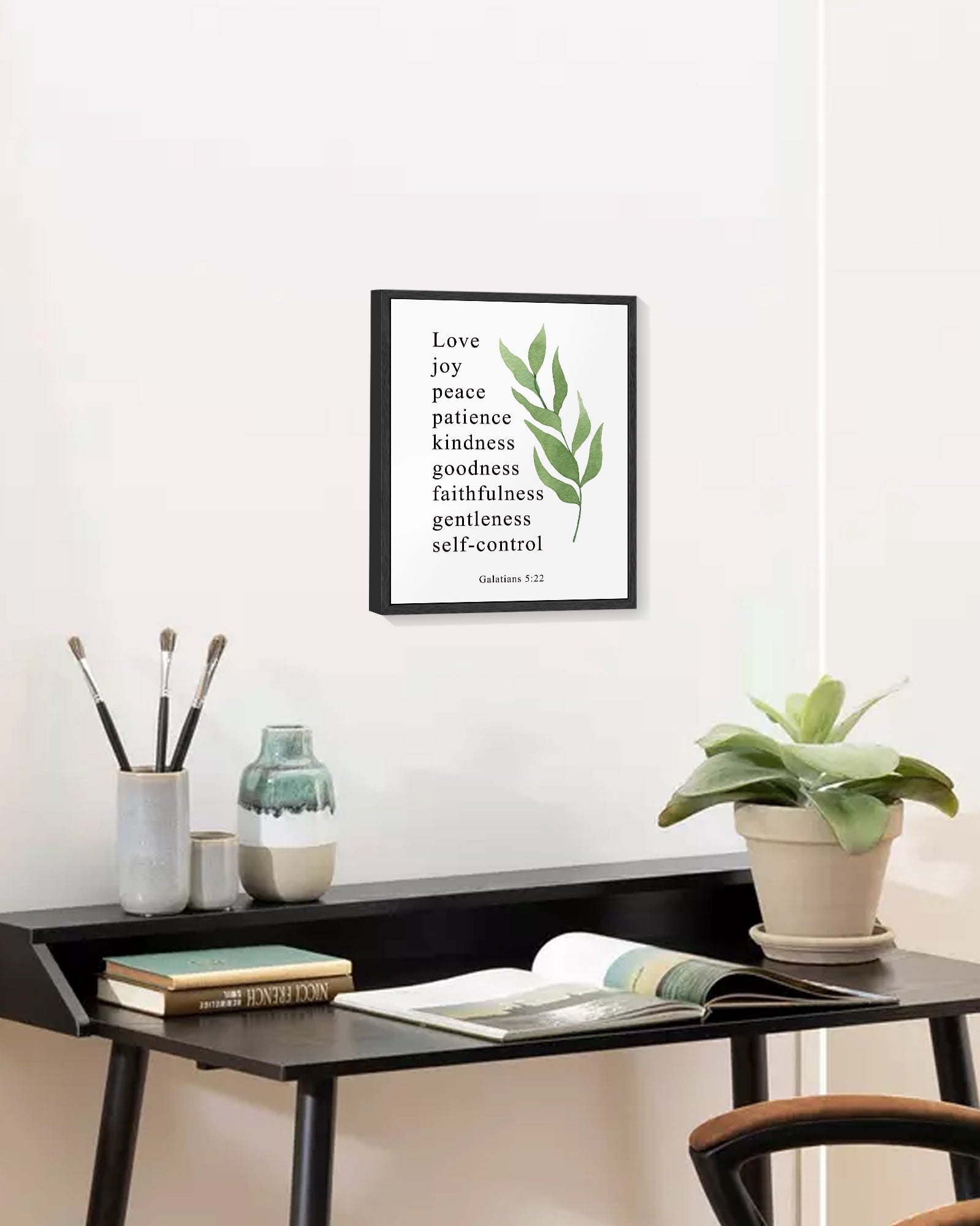 8x10in Black Framed Motivational Wall Art Inspirational Bible Verse Galatians Quote Sayings Office Home Decor Canvas Prints Encouraging Positive Posters Painting