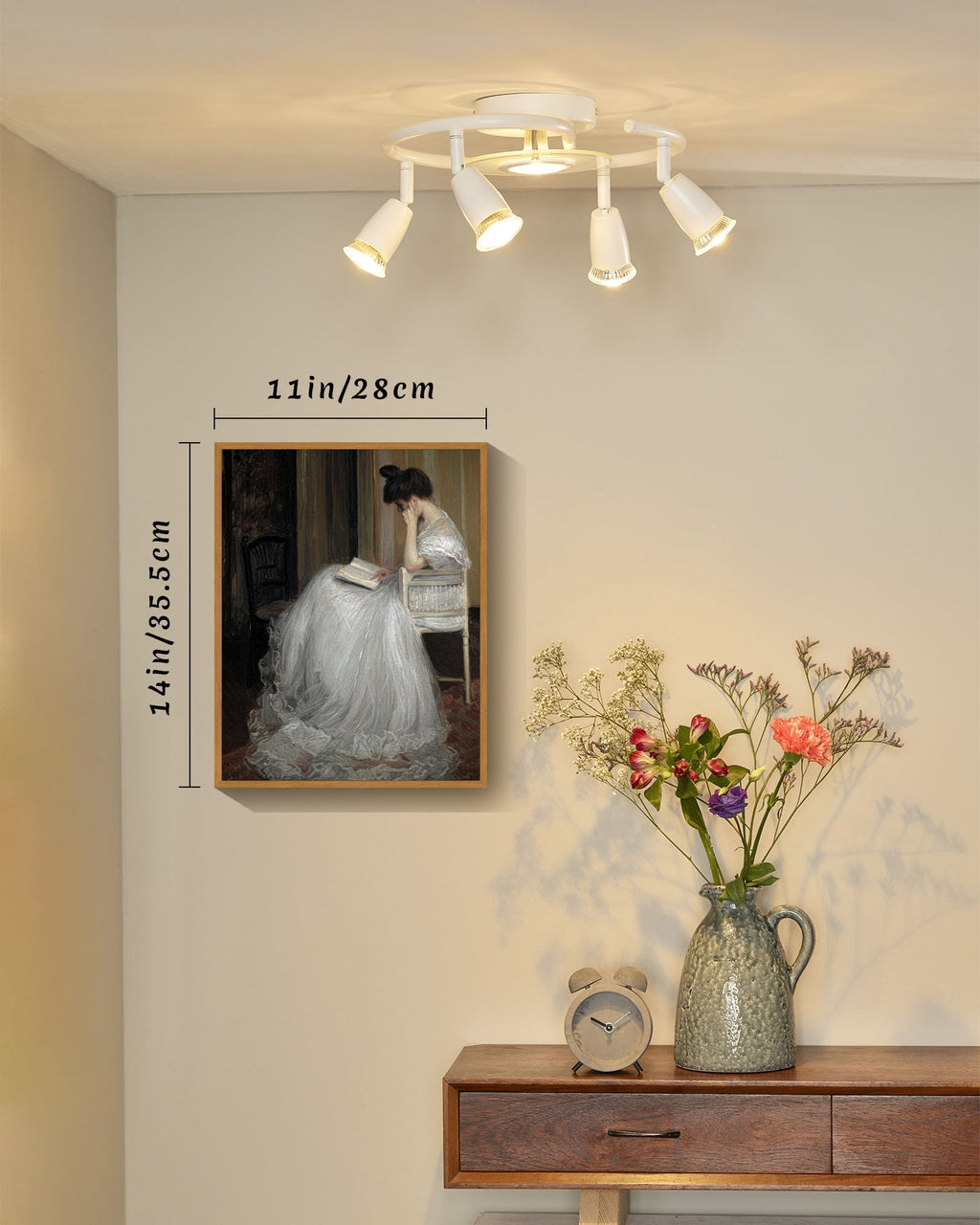 Drsoum Medieval Lady Country Room Art 11x14in Nature Framed Classic Prints Bathroom Office Decor