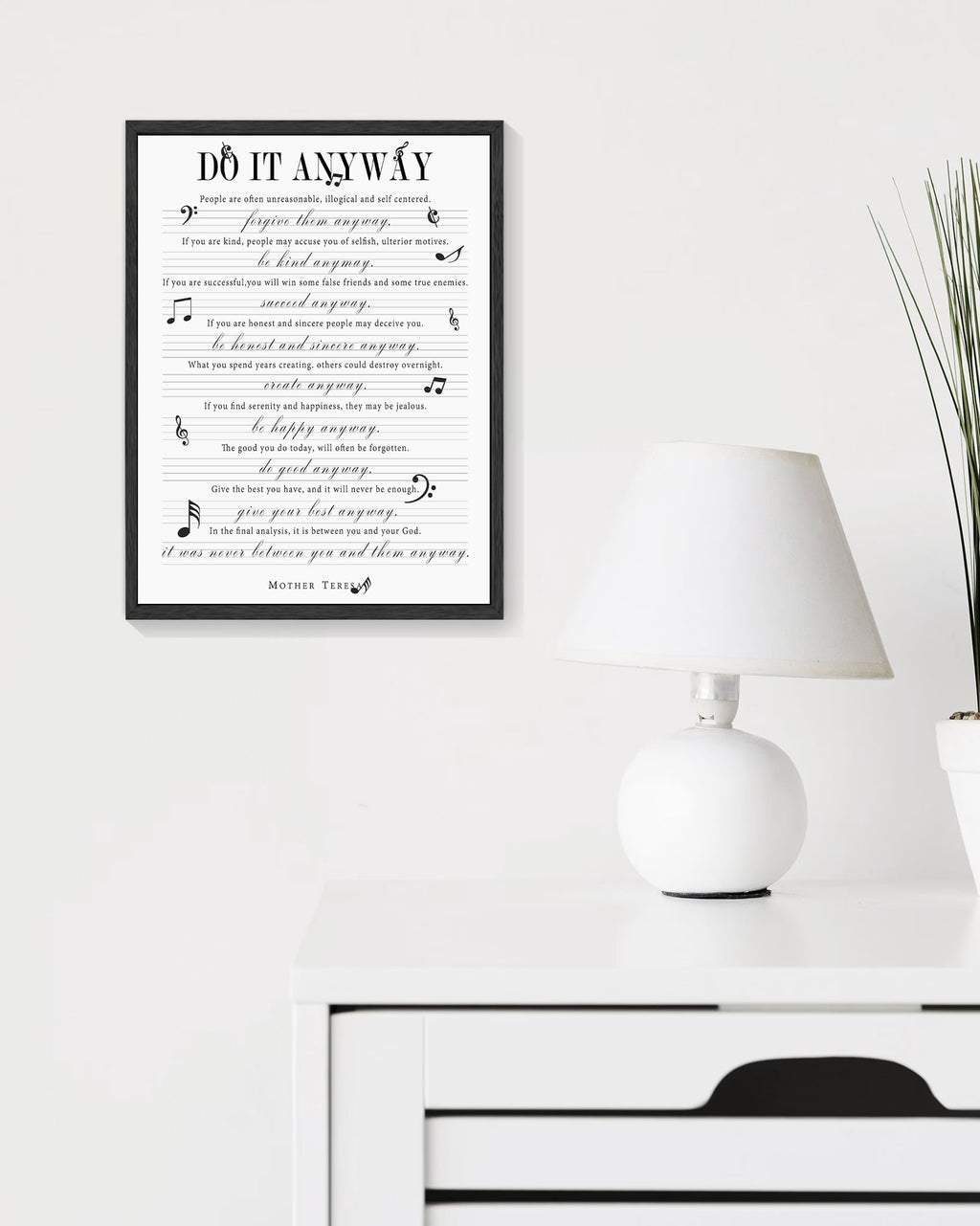 Motivational 11x14in Black Framed Wall Art Inspirational Do It Anyway Quote Sayings Office Home Decor Canvas Prints Encouraging Positive Posters Painting