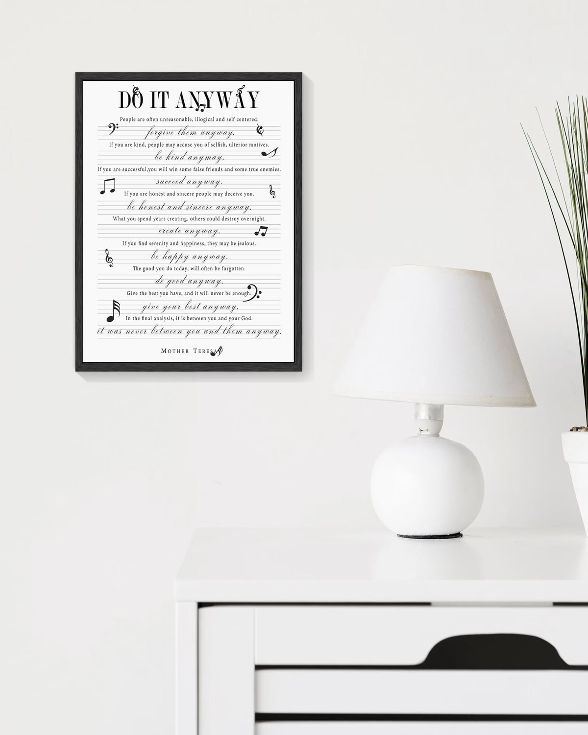 Motivational 11x14in Black Framed Wall Art Inspirational Do It Anyway Quote Sayings Office Home Decor Canvas Prints Encouraging Positive Posters Painting
