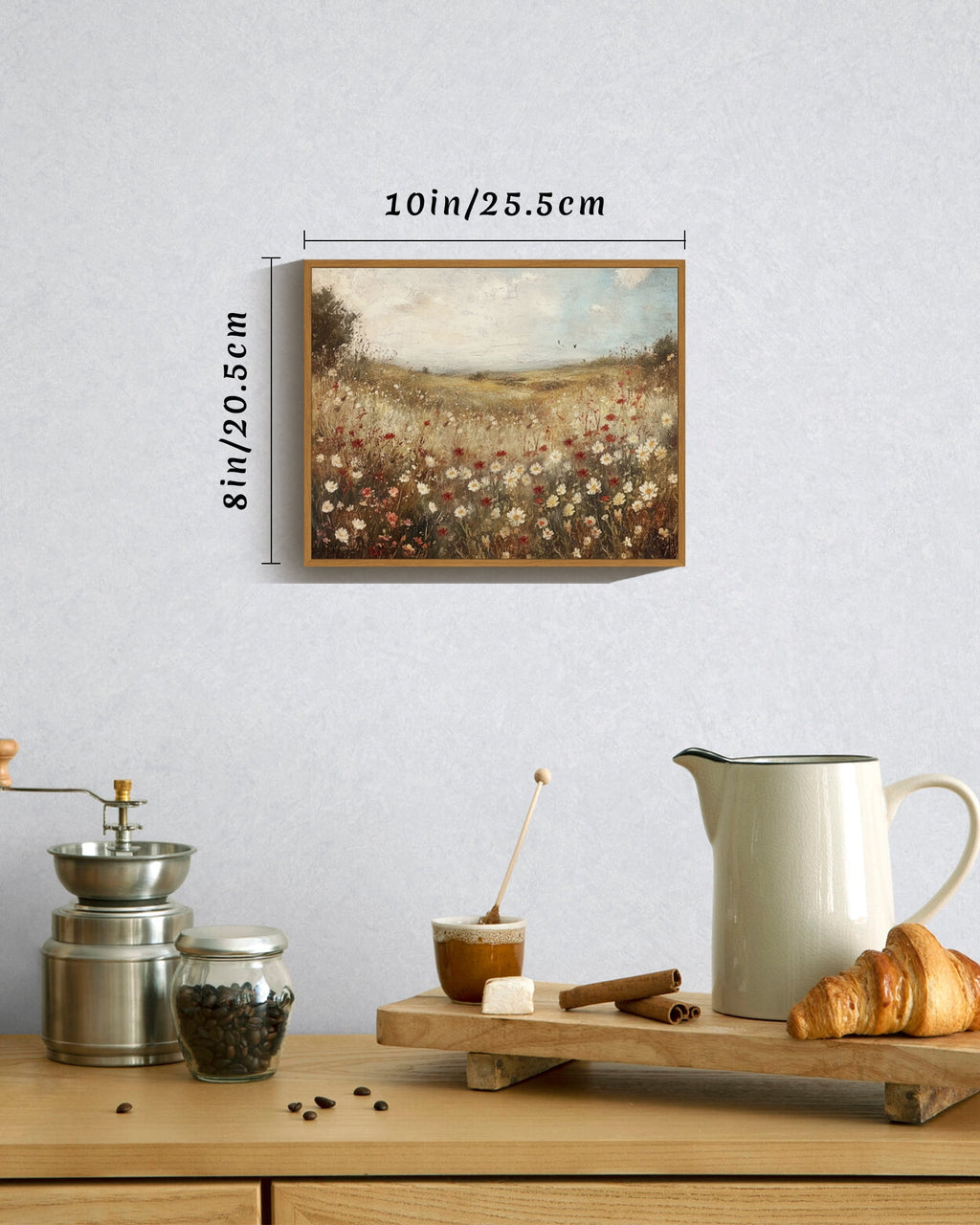 Drsoum Rustic Floral Wall Art Landscape Wall Prints Farmhouse Kitchen Bathroom Office Decor - 8x10in Nature Framed