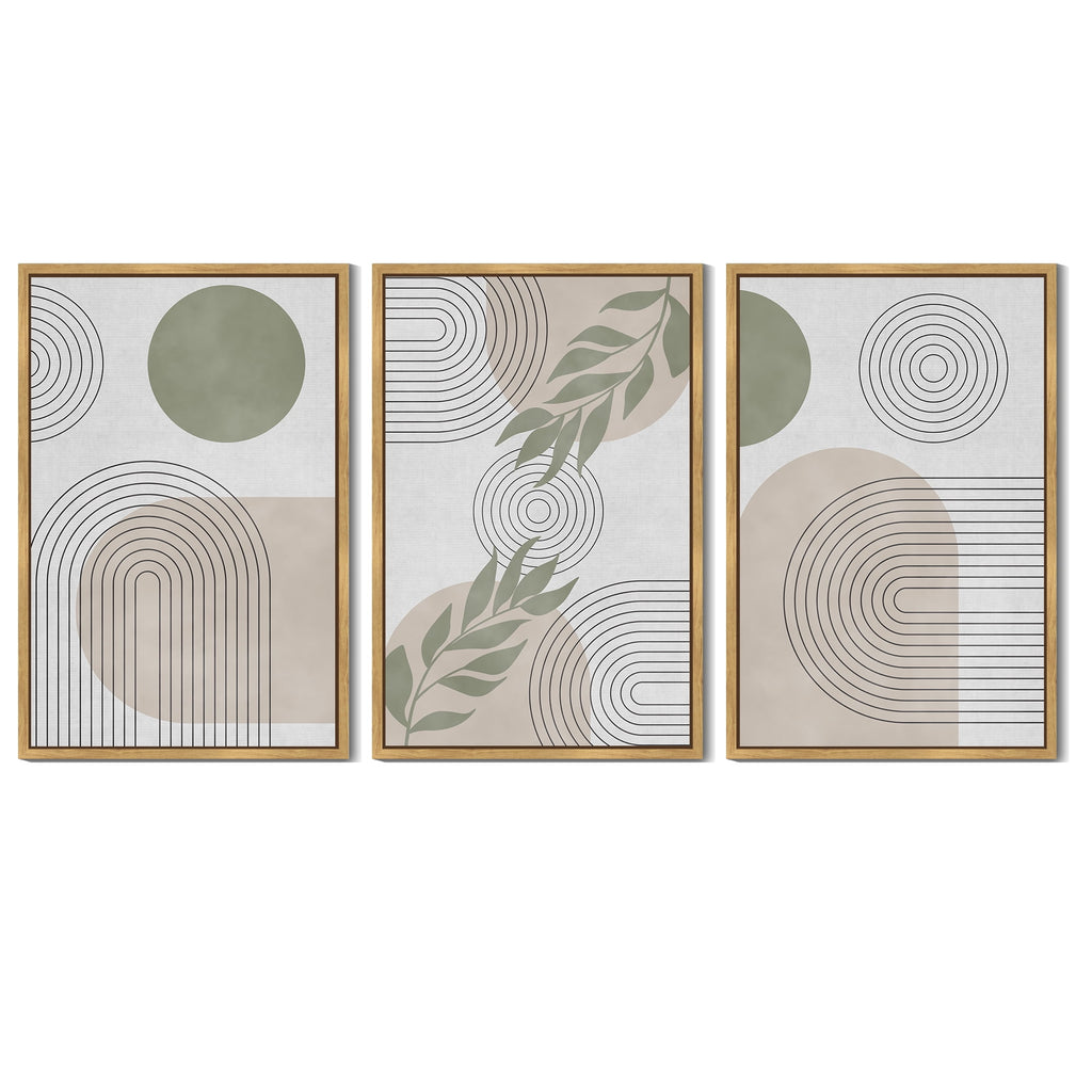 Drsoum Boho Botanical Wall Art 16x24in3pcs Natural Framed Mid Century Modern Abstract Boho Decor Bohemian Line Wall Painting Living Room Bedroom