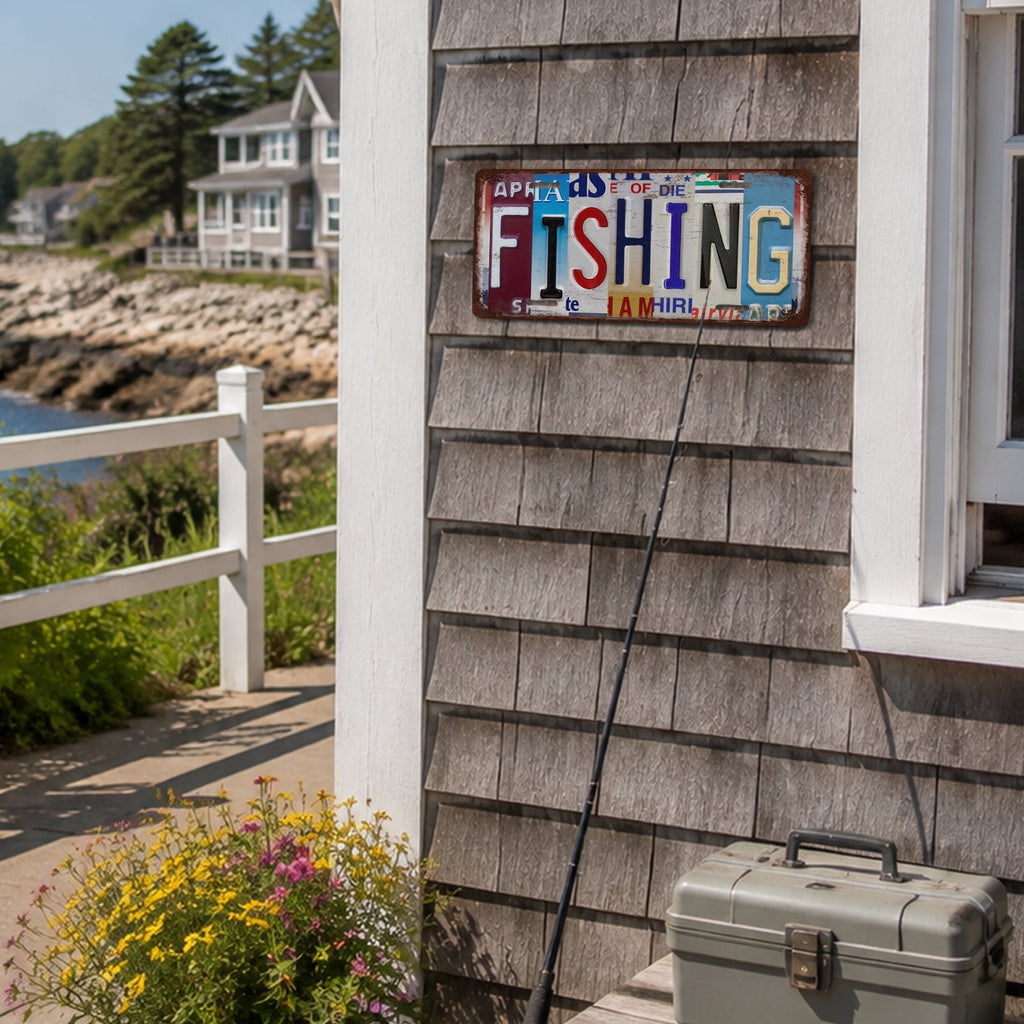 Drsoum Fishing Metal Sign Vintage Wall Art 6x12in
