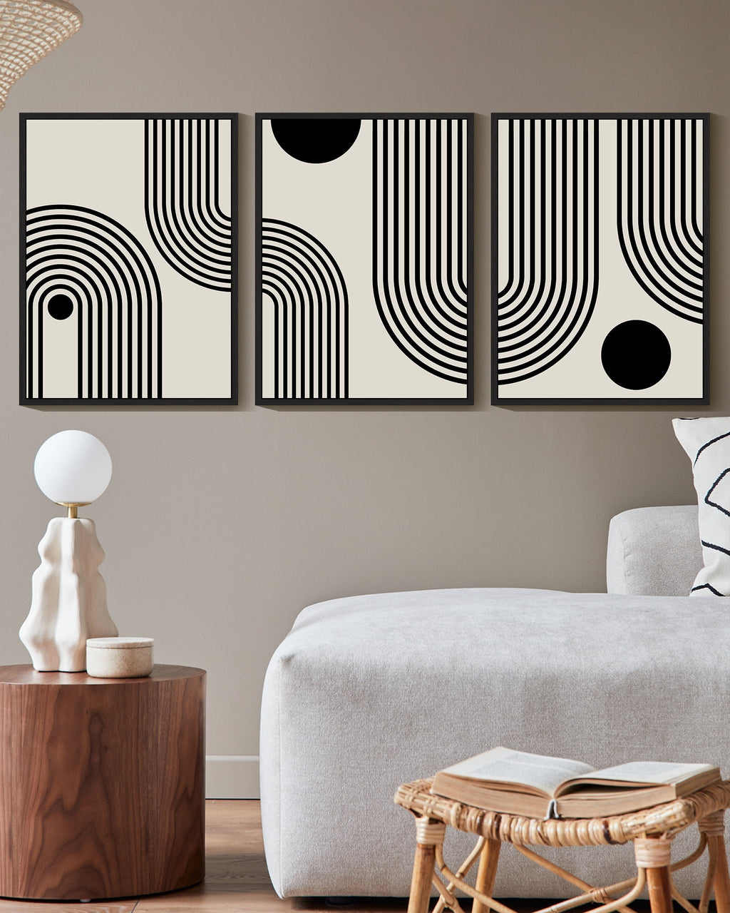 Drsoum Black Minimalism Abstract Boho Wall Art Bohemian Decor Ready To Hang 11x14in3pcs Black Framed