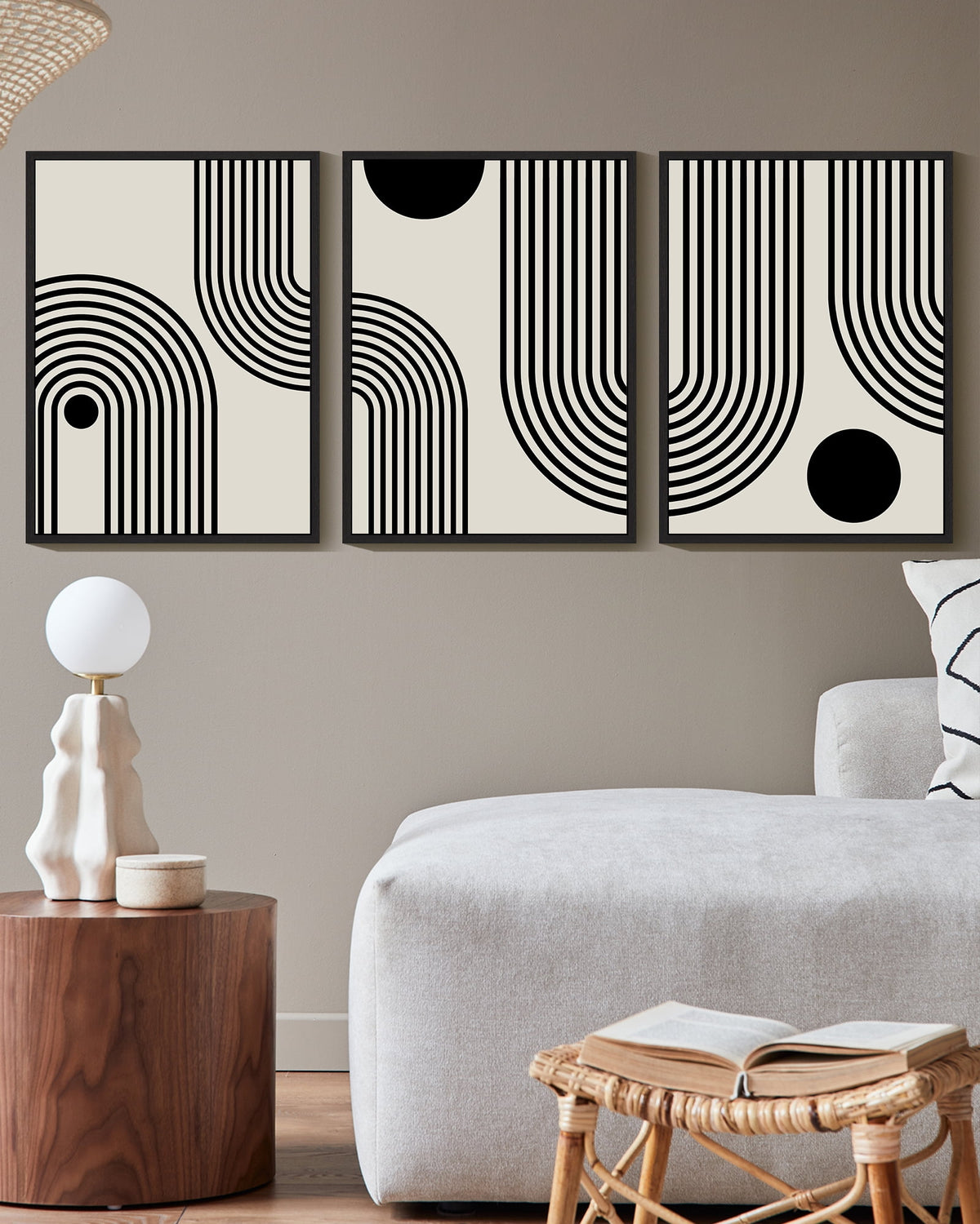 Drsoum Black Minimalism Abstract Boho Wall Art Bohemian Decor Ready To Hang 11x14in3pcs Black Framed
