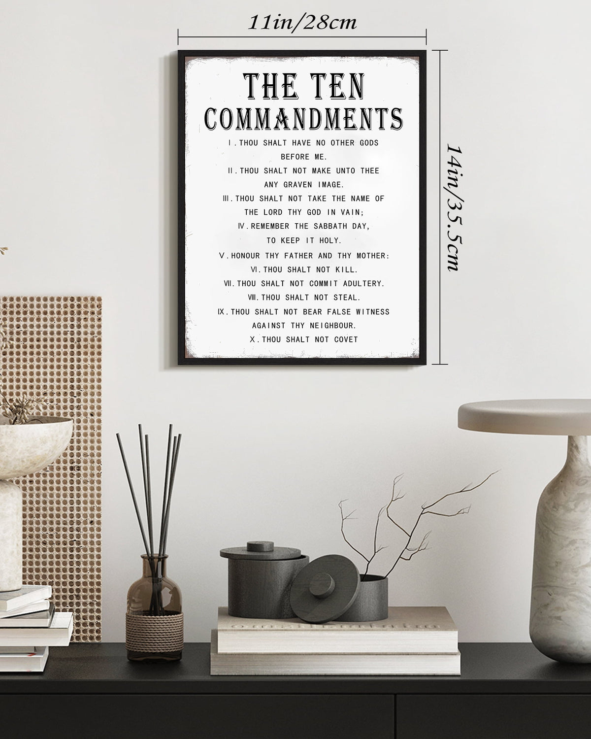 Inspirational 11x14in Black Framed Wall Art Motivational Bible Verse Ten Commandments Quote Sayings Office Home Decor Canvas Prints Encouraging Positive Posters Painting