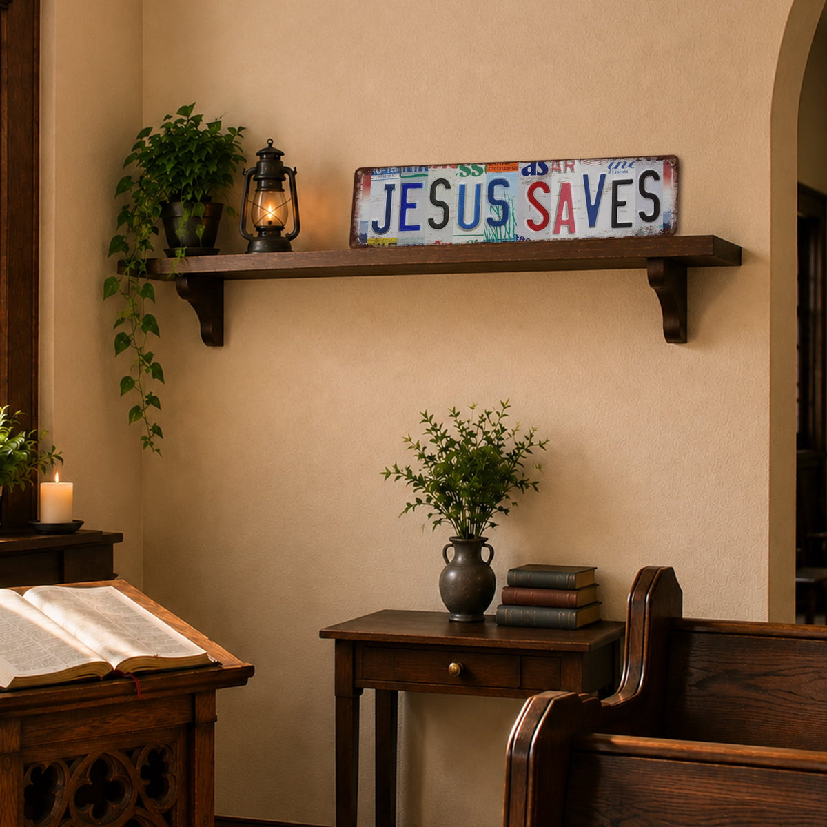 Drsoum Jesus Saves Vintage Metal Sign 4x16 Vintage Christian Wall Decor Garage