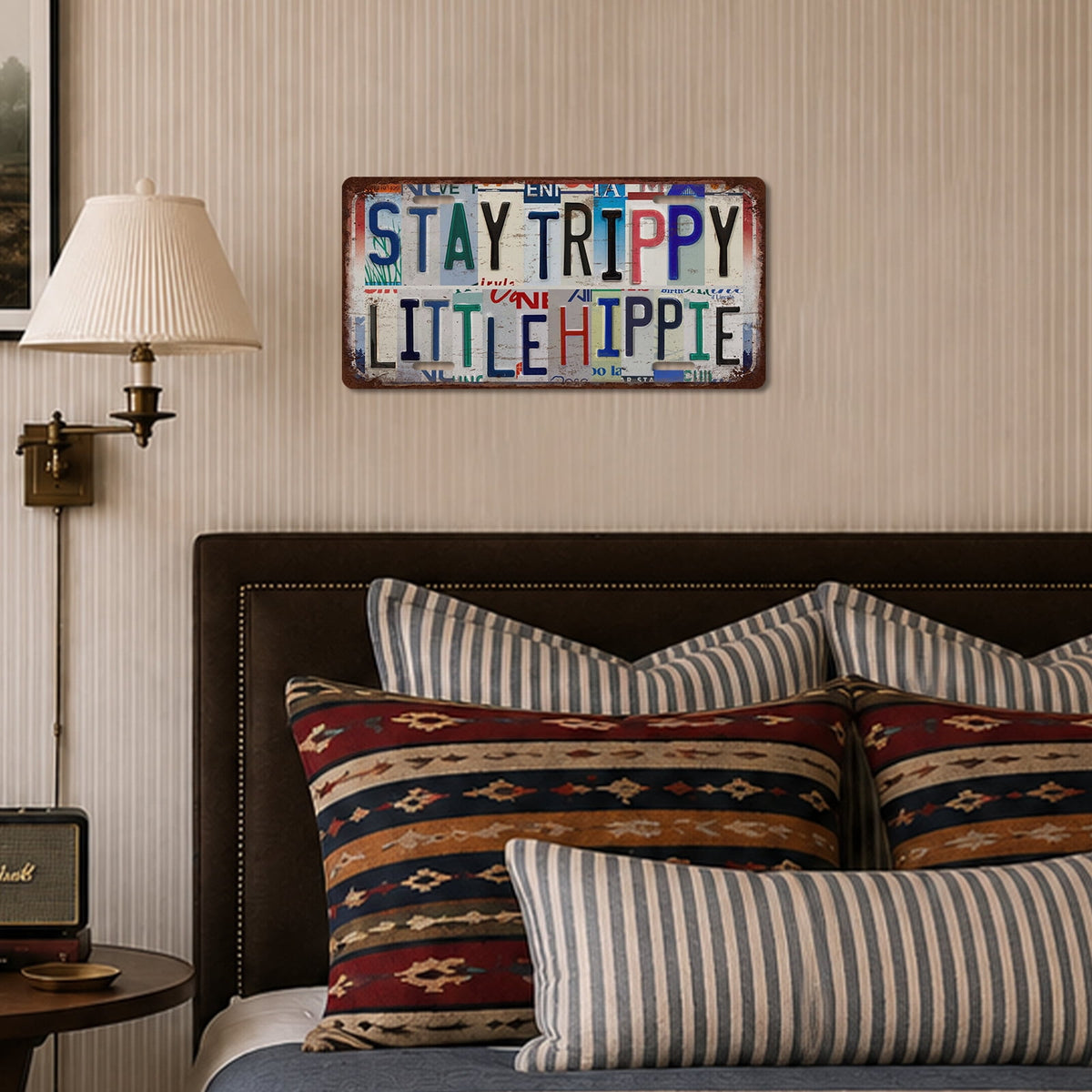 Drsoum Stay Trippy Little Hippie Metal Sign Room Decor 6x12in