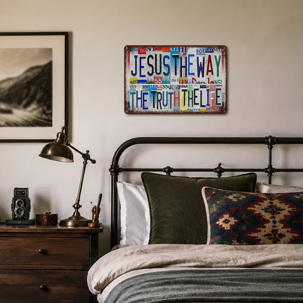 Drsoum JESUS THE WAY THE TRUTH THE LIFE Vintage Metal Sign Christian Wall Art 8x12 Inch