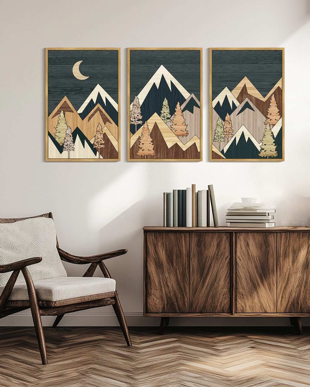 Drsoum Large 24x36in3pcs Natural Framed Boho Wall Art Green Botanical Leaf Printing Minimalist for Kitch Bathroom Prints
