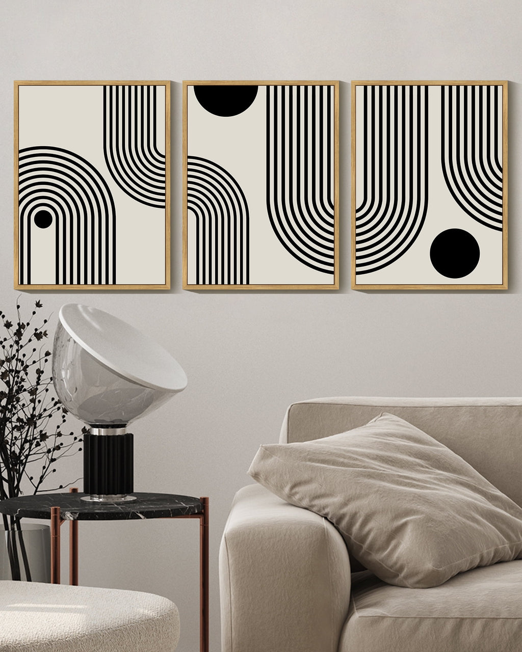Drsoum Black Minimalism Abstract Boho Wall Art Bohemian Decor Ready To Hang 11x14in3pcs Natural Framed