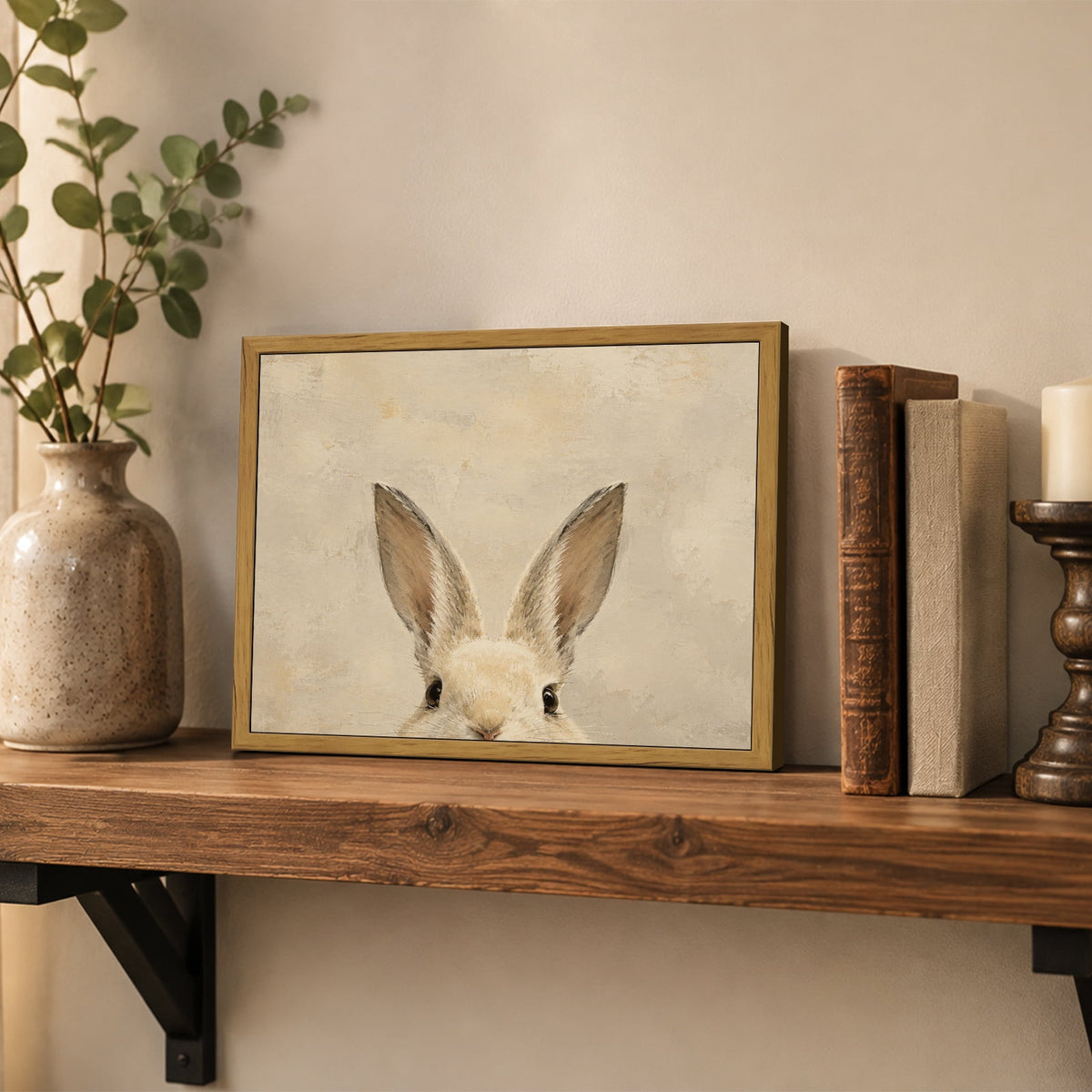 Drsoum Cute Bunny Rabbit Peeking Ears Animal Wall Art Decor 8x10