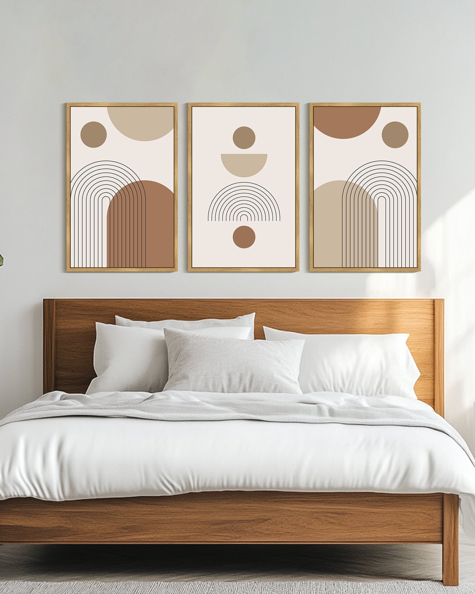 Drsoum Large 24x36in3pcs Natural Framed Abstract Bohemia Wall Art Line Printing Minimalist Prints for Bathroom