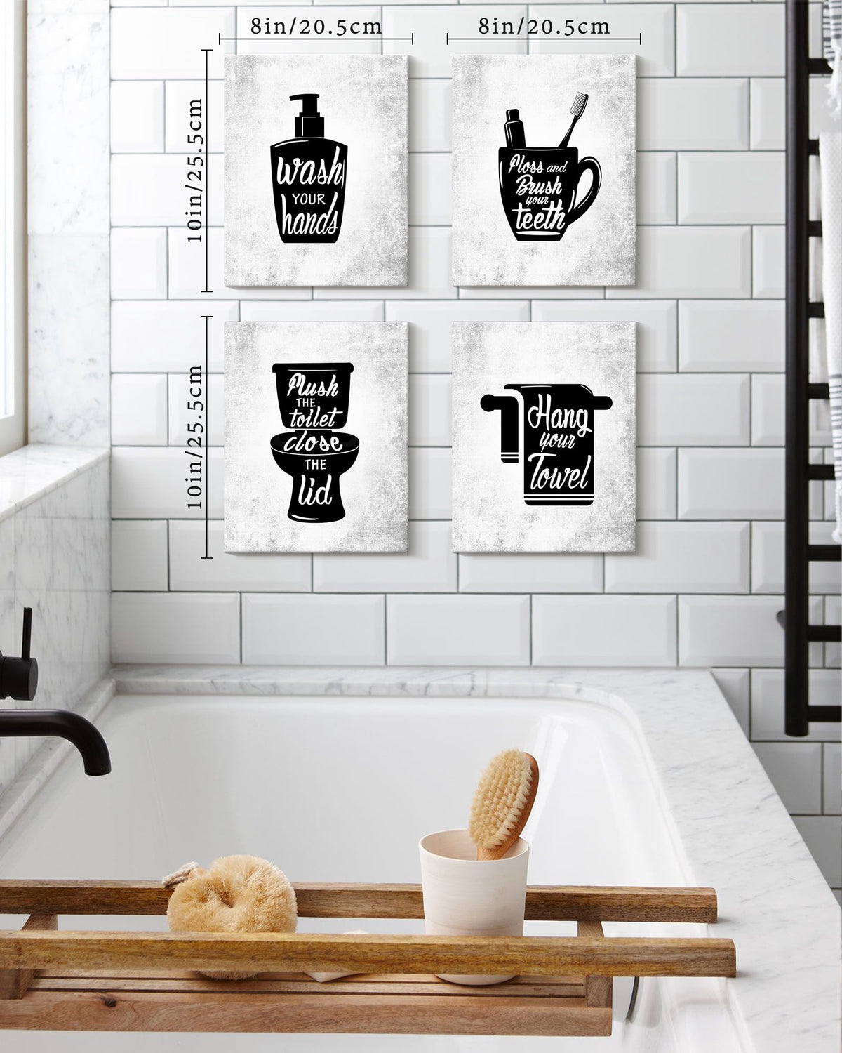 Drsoum Bathroom Wall Decor Funny Toilet Signs Quotes Wall Art Small Bathroom Pictures 8x10in4pcs Natural Framed
