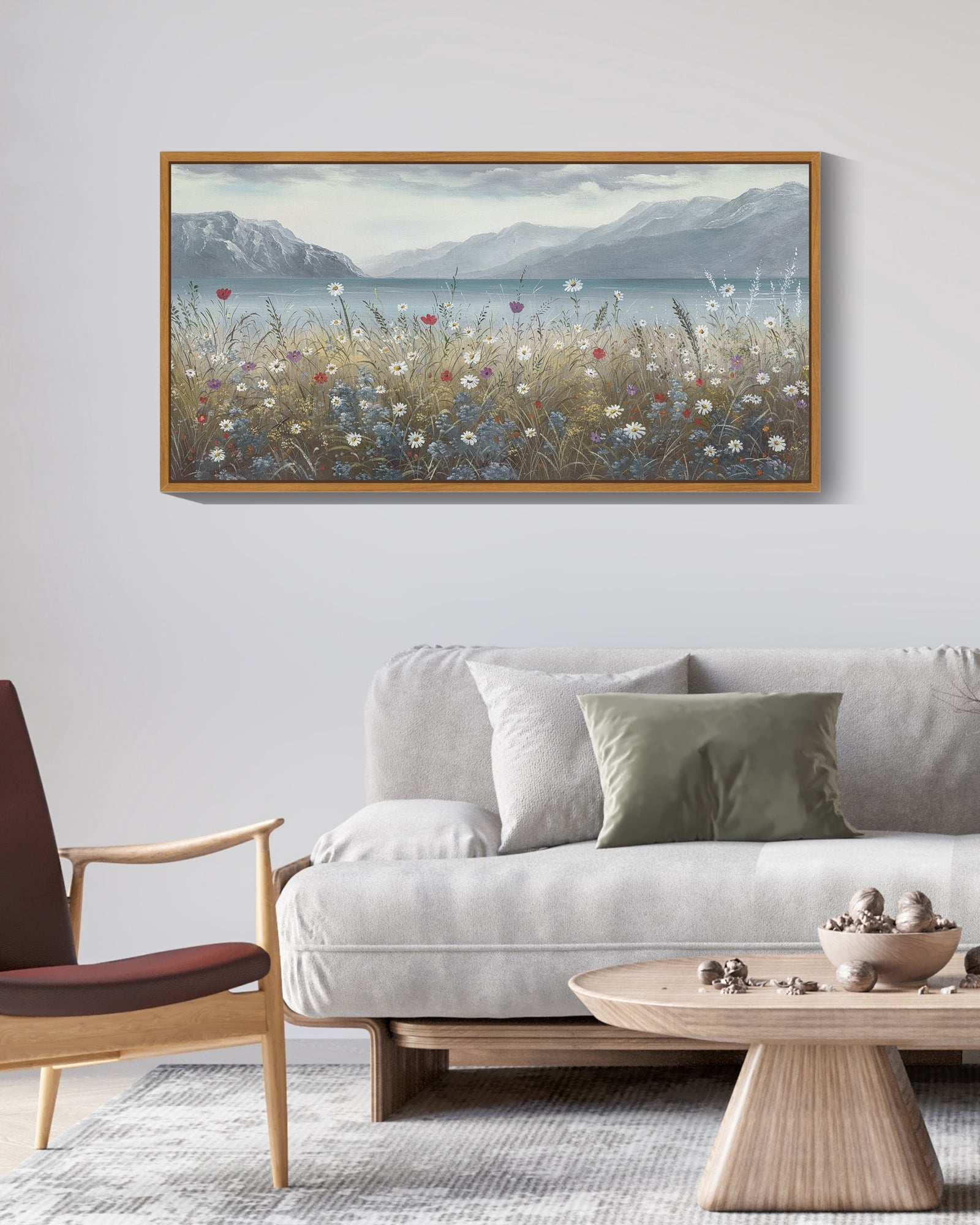 Drsoum 20x40in Natural Framed Wild Floral Wall Art Coastal wall decor Prints Farmhouse Hallways Dining Rooms Bedroom Living Rooms Decor