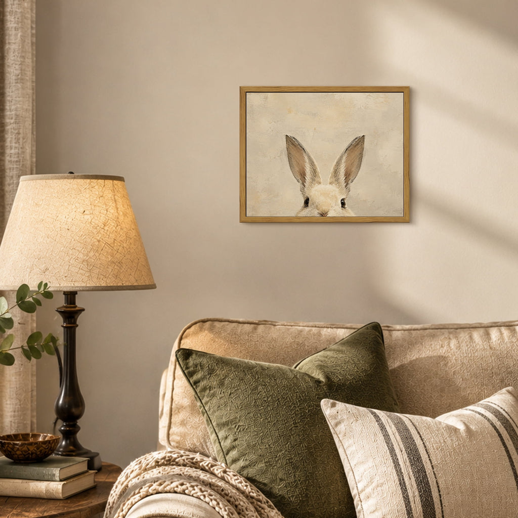 Drsoum Cute Bunny Rabbit Peeking Ears Animal Wall Art Decor 8x10