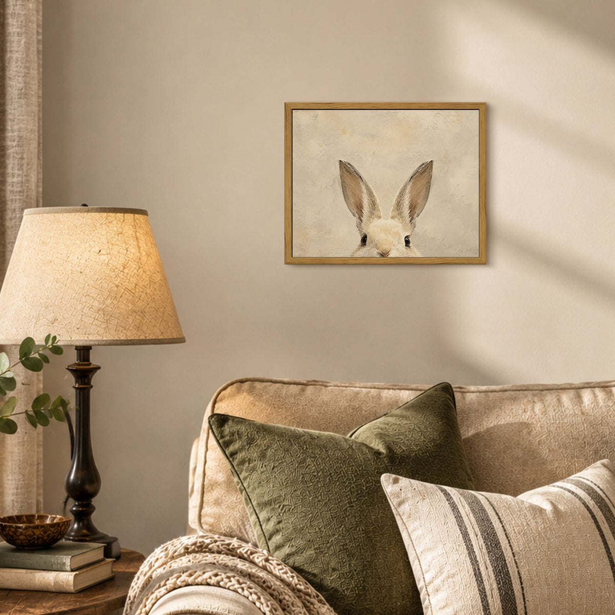 Drsoum Cute Bunny Rabbit Peeking Ears Animal Wall Art Decor 8x10