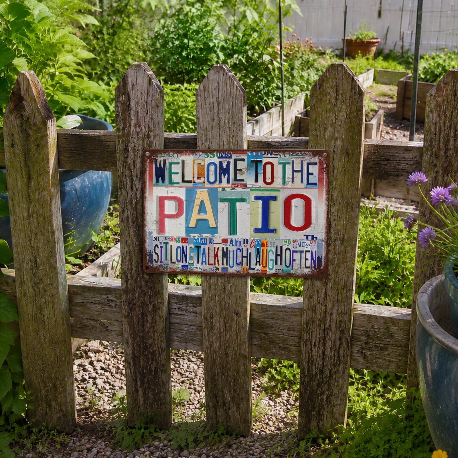 Drsoum Welcome Patio Sign Metal Tin Sign 8x12 Inch Rustic Outdoor Decor