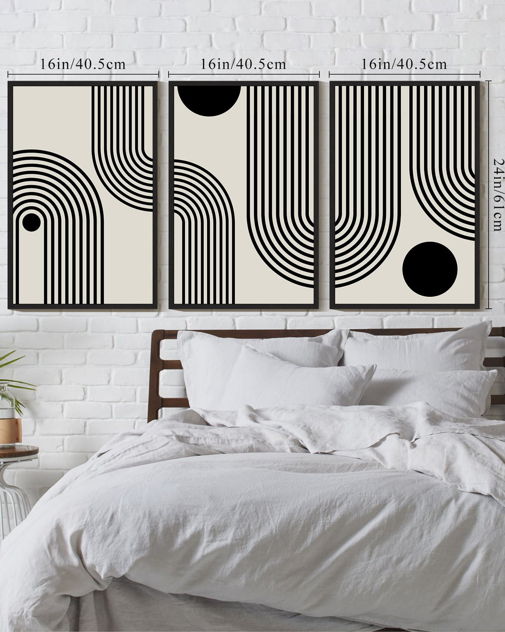 Drsoum Black Minimalism Abstract Boho Wall Art 16x24in3pcs Black Framed Bohemian Decor Ready To Hang