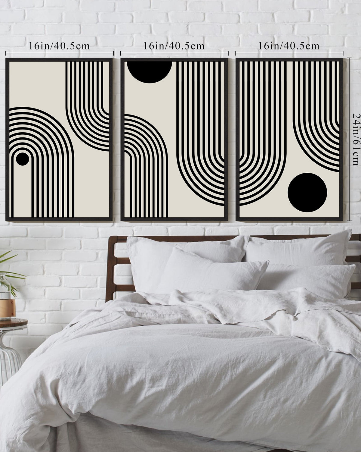 Drsoum Black Minimalism Abstract Boho Wall Art 16x24in3pcs Black Framed Bohemian Decor Ready To Hang