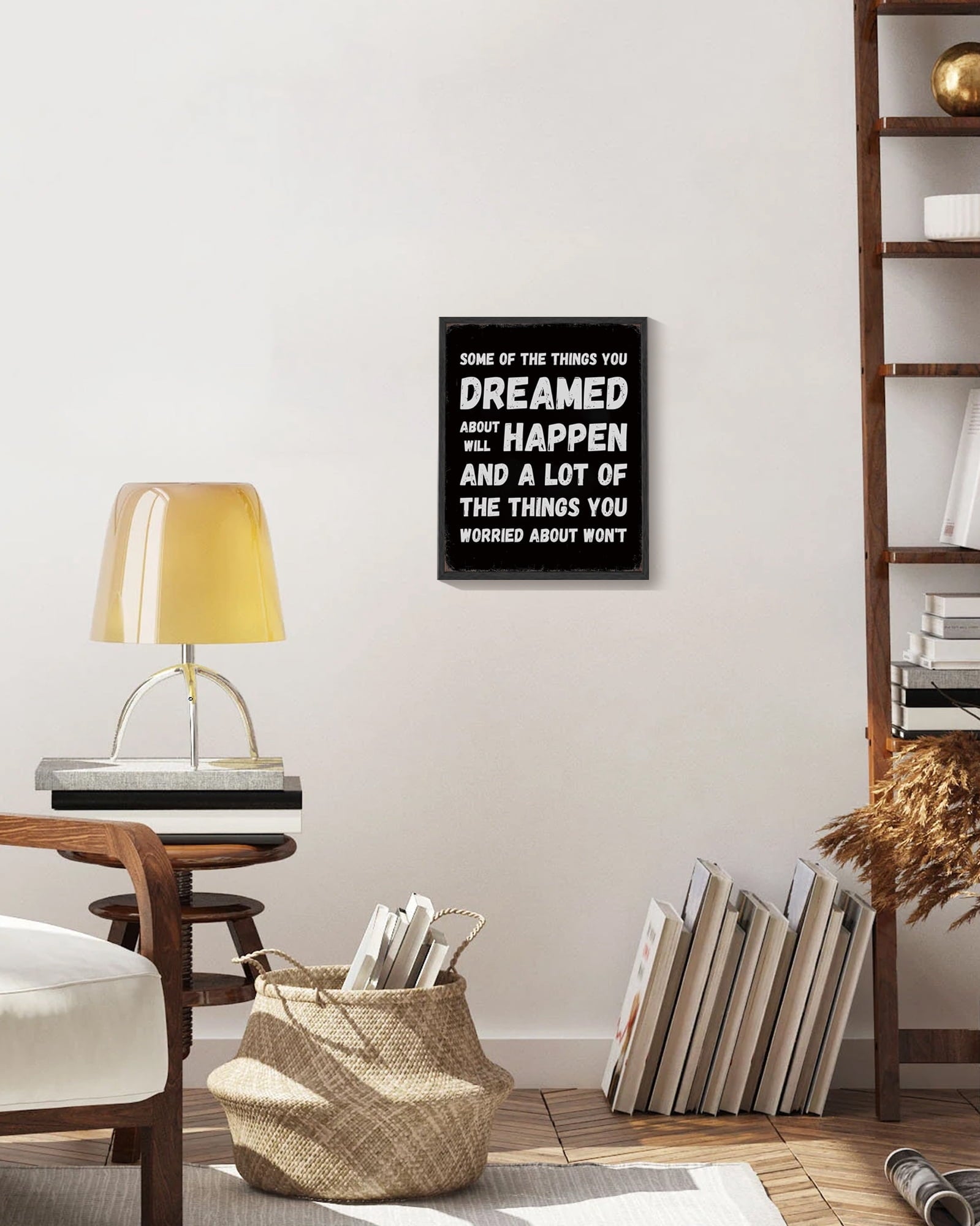 8x10in Black Framed Inspirational Wall Art Dreamed Will Happen Motivational Positive Quote Sayings Office Home Decor Prints Encouraging Posters Study