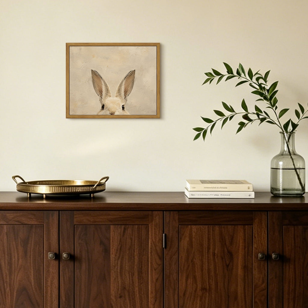 Drsoum Cute Bunny Rabbit Peeking Ears Animal Wall Art Decor 8x10