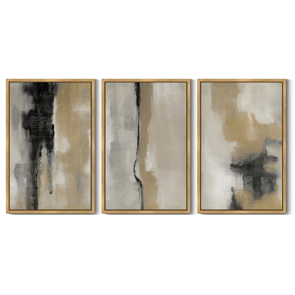 Drsoum Abstract Wall Art 16x24in3pcs Natural Framed Color Block Artwork for Office Hallway Bedroom