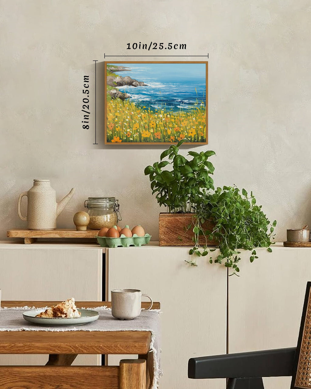 Drsoum Landscape wildflowers Wall Art seascape Wall Prints Farmhouse Kitchen Bathroom Office Decor - 8x10in Nature Framed