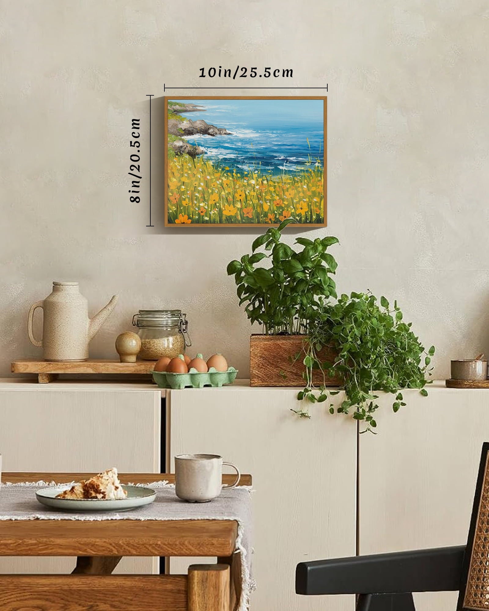 Drsoum Landscape wildflowers Wall Art seascape Wall Prints Farmhouse Kitchen Bathroom Office Decor - 8x10in Nature Framed
