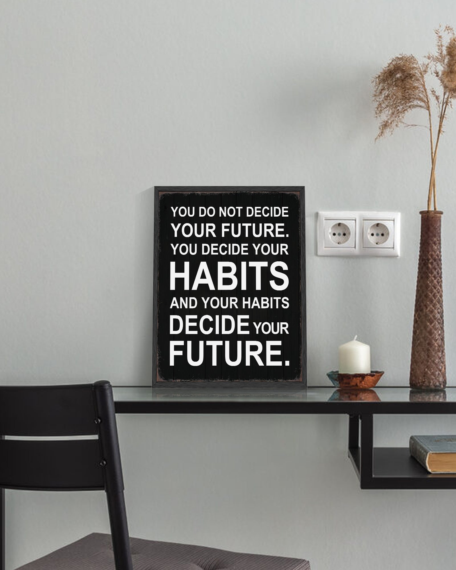 Inspirational 11x14in Black Framed Wall Art Habits Decide Future Motivational Quote Sayings Office Home Decor Encouraging Positive Posters Prints