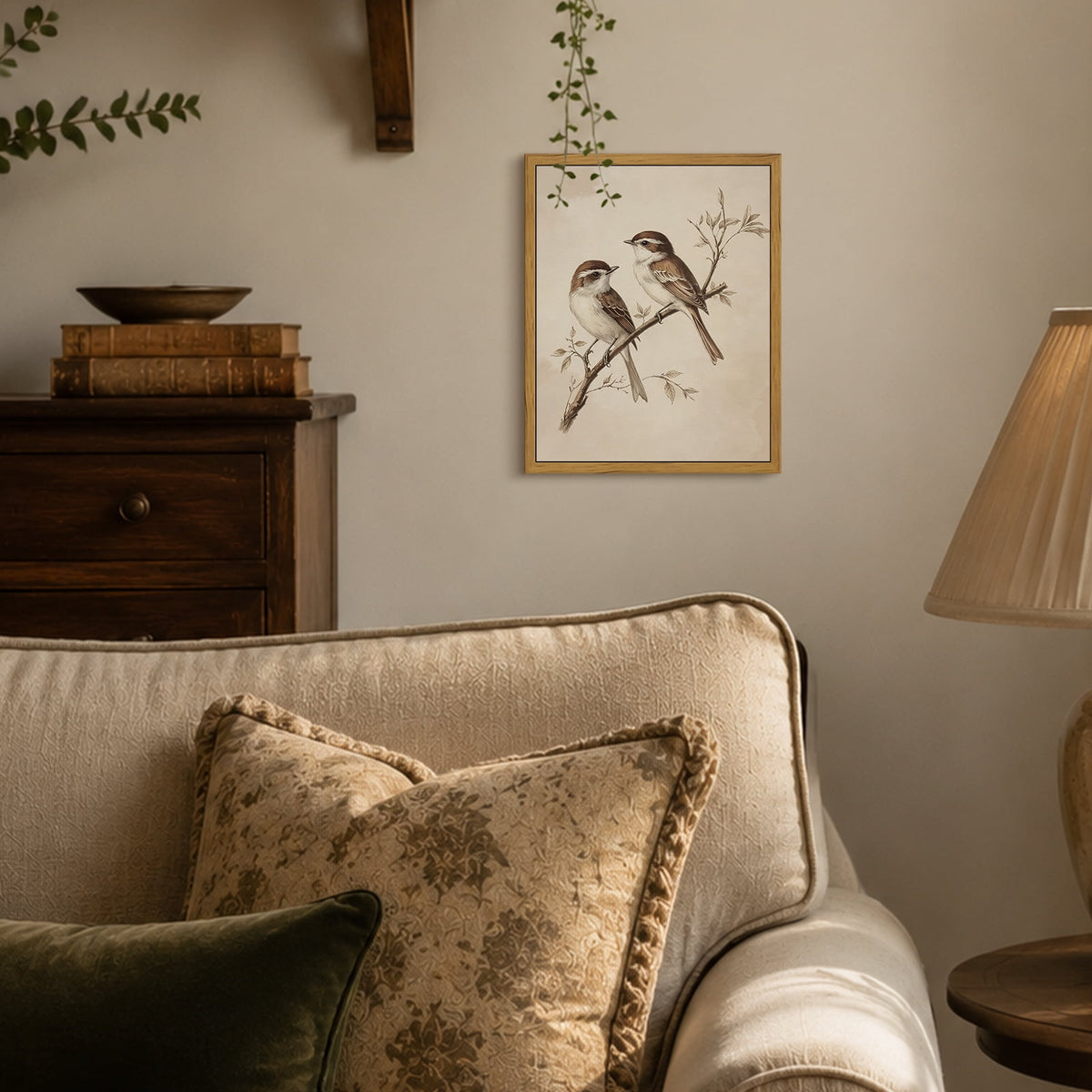 Drsoum Vintage Bird Canvas Art Framed Botanical Print 8x10 Inch